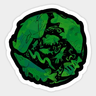 Freshwater fish green Sticker